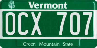 VT license plate OCX707