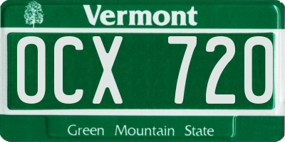 VT license plate OCX720