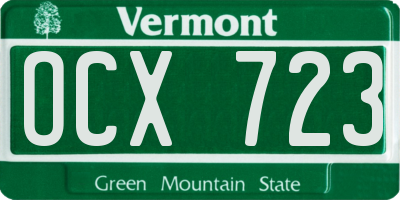 VT license plate OCX723
