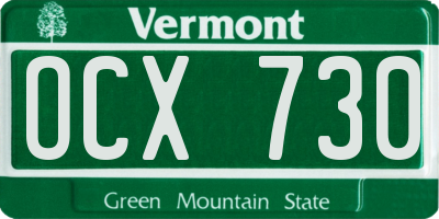 VT license plate OCX730
