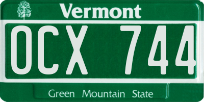 VT license plate OCX744