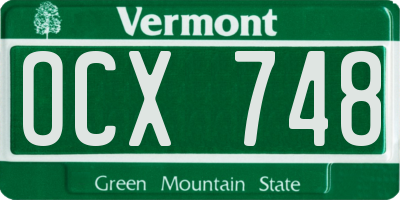 VT license plate OCX748