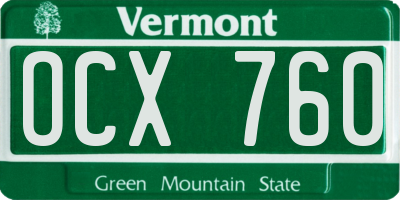 VT license plate OCX760