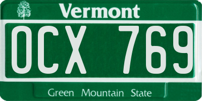 VT license plate OCX769