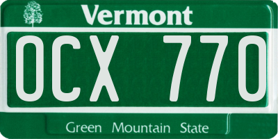 VT license plate OCX770
