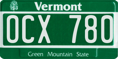 VT license plate OCX780