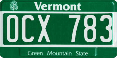VT license plate OCX783