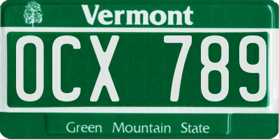 VT license plate OCX789