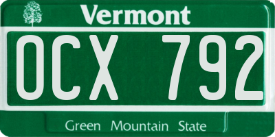 VT license plate OCX792
