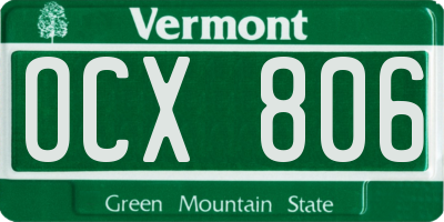 VT license plate OCX806