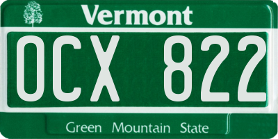 VT license plate OCX822