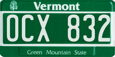VT license plate OCX832