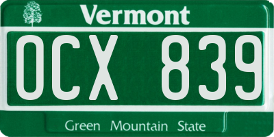VT license plate OCX839