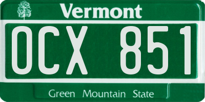 VT license plate OCX851