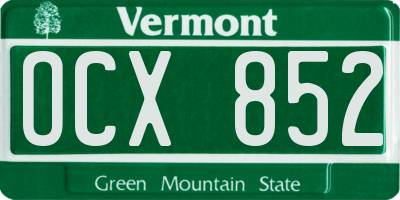 VT license plate OCX852