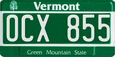 VT license plate OCX855