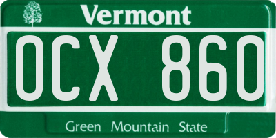 VT license plate OCX860