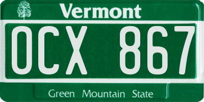 VT license plate OCX867