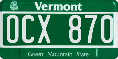VT license plate OCX870