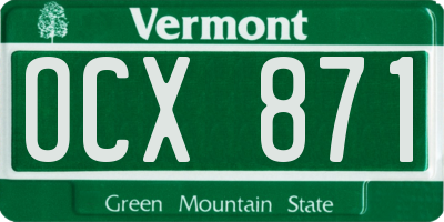 VT license plate OCX871