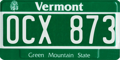 VT license plate OCX873