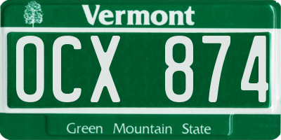 VT license plate OCX874