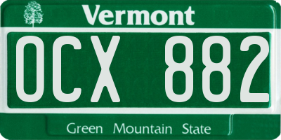 VT license plate OCX882