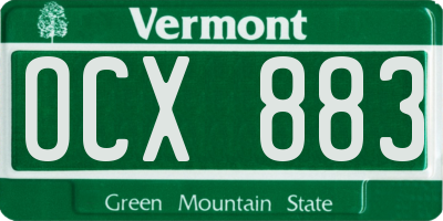 VT license plate OCX883