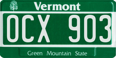 VT license plate OCX903