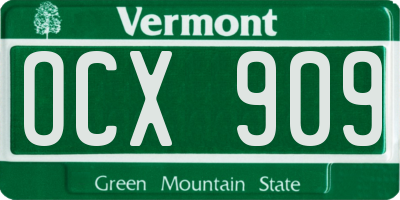 VT license plate OCX909