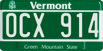 VT license plate OCX914