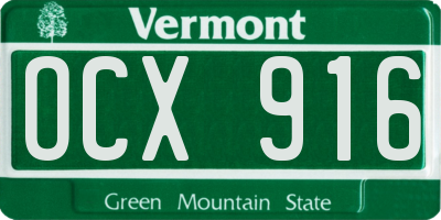 VT license plate OCX916