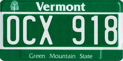 VT license plate OCX918