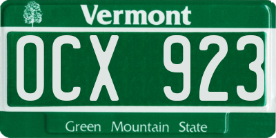 VT license plate OCX923