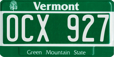 VT license plate OCX927