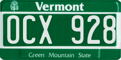 VT license plate OCX928