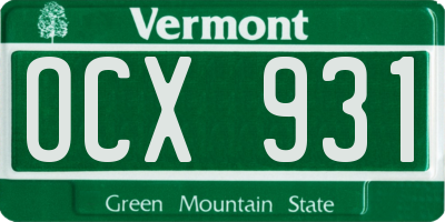 VT license plate OCX931