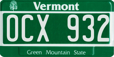 VT license plate OCX932