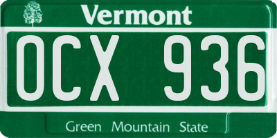 VT license plate OCX936