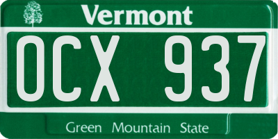 VT license plate OCX937