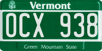 VT license plate OCX938