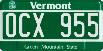 VT license plate OCX955