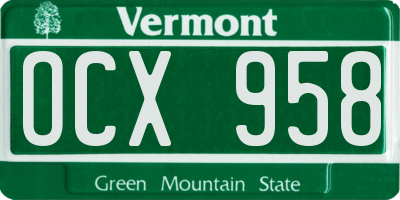 VT license plate OCX958