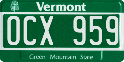 VT license plate OCX959