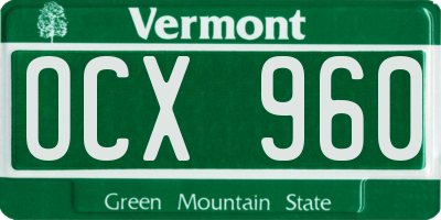 VT license plate OCX960