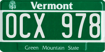 VT license plate OCX978