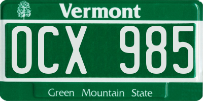 VT license plate OCX985