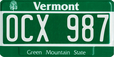 VT license plate OCX987