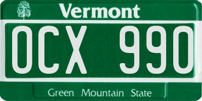 VT license plate OCX990