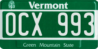 VT license plate OCX993